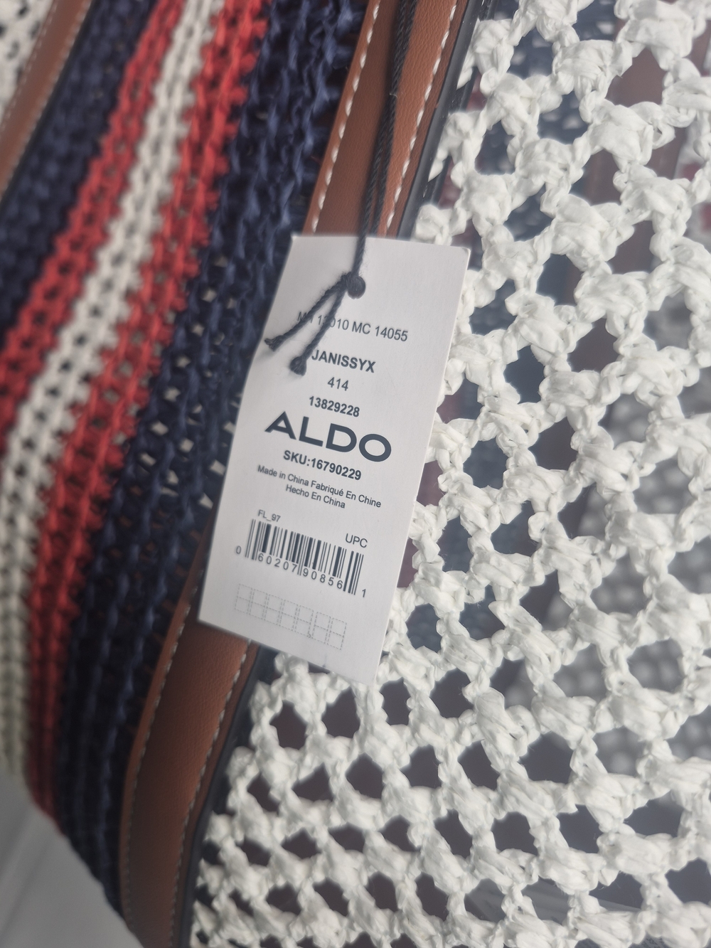 Aldo Woven Straw Tote with Red-White-Blue Stripes and Brown Trim NWT - Picture 11 of 11